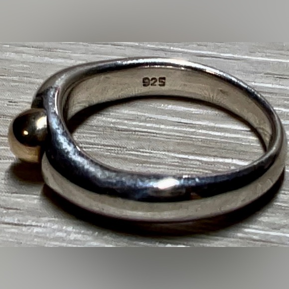 Vintage Handmade Sterling Silver & Gold Ball Ring, Size 7.5 - Picture 4 of 9